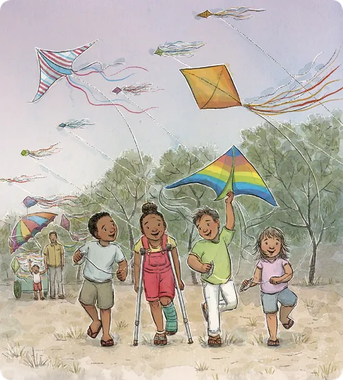 kids flying kites