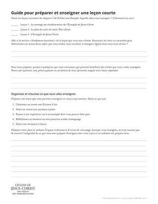Guide pour préparer et enseigner une leçon courte