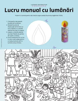 Pagină PDF cu o lumânare din hârtie.