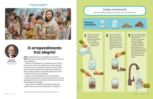 PDF de Jesus Cristo com crianças, além de uma atividade sobre arrependimento