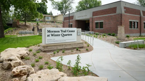Exterior image of the Mormon Trail Center at Winter Quarters in Florence, Nebraska.