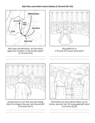 Seite mit der Aktivität für PV-Kinder: Gott hört und erhört meine Gebete