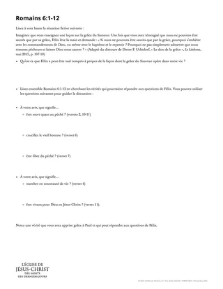Document à distribuer : Romains 6:1-12