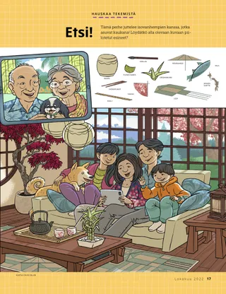 A family video-calling their grandparents