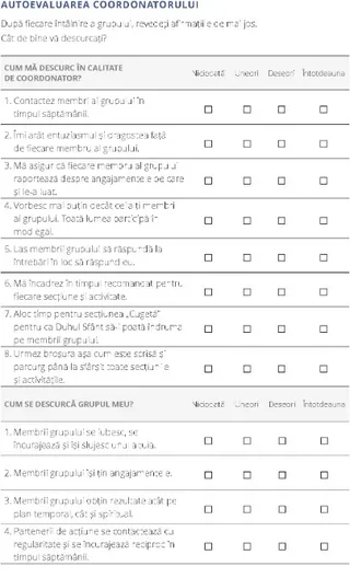 Autoevaluarea coordonatorului