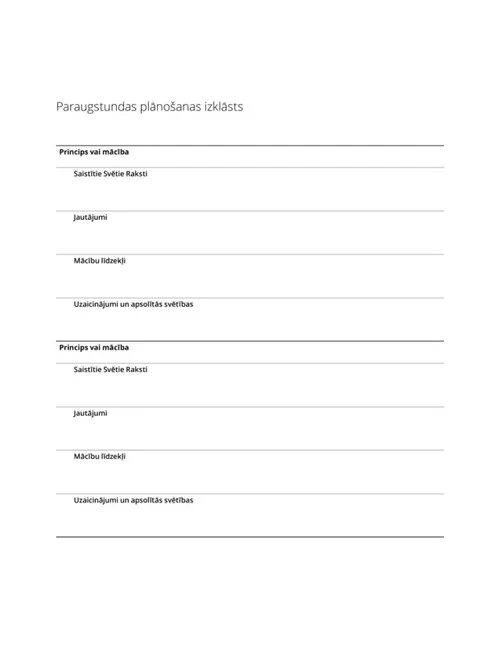 Nodarbības plānošanas izklāsta paraugs