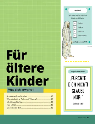 Titelseite der Rubrik für ältere Kinder