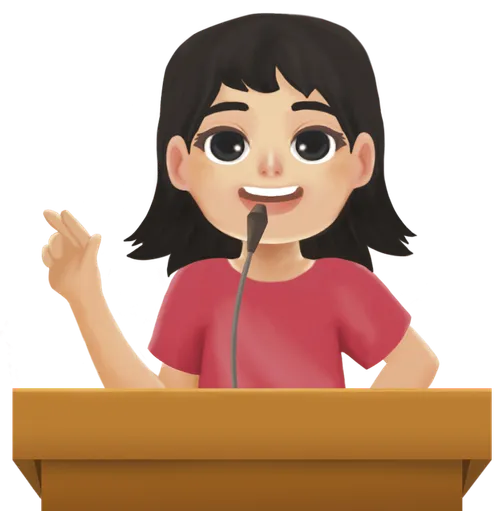 Girl talking at a pulpit