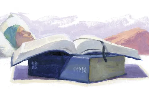 scriptures and woman in hospital bed