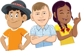 three children standing together