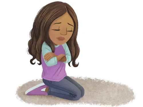 Girl kneeling in prayer