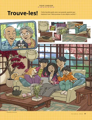 A family video-calling their grandparents