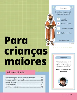 Página de apresentação para crianças maiores