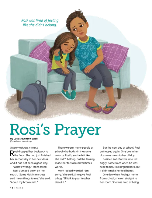 Sad girl on couch with mom