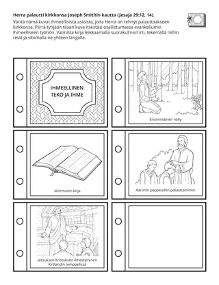 tehtäväsivu: Herra palautti kirkkonsa Joseph Smithin kautta