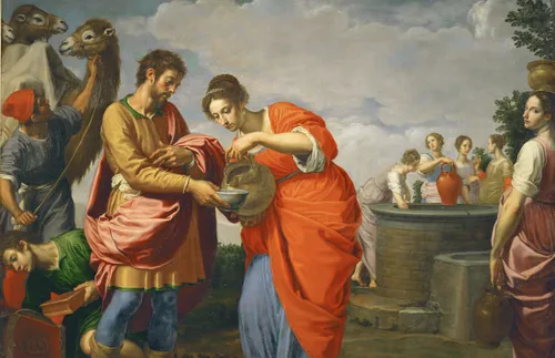 Rebekah giving water to Abraham’s servant