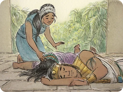 Abish with fallen king and queen