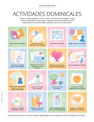 Panel de actividades con ilustraciones