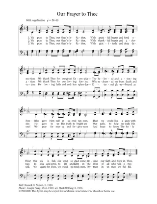 music, Our Prayer to Thee