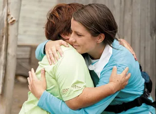 women hugging