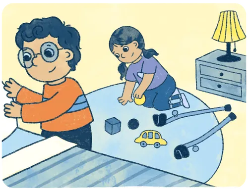Image of a boy and girl cleaning up at home