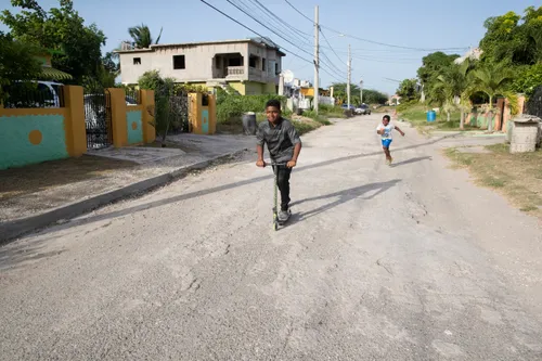 young man on scooter