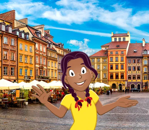 Margo standing in front of beautiful buildings