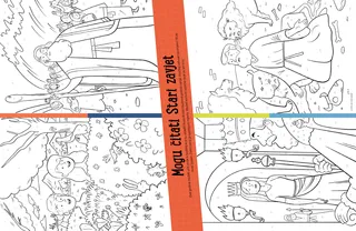 color-by-number page showing Adam and Eve, Moses, Esther, and Daniel