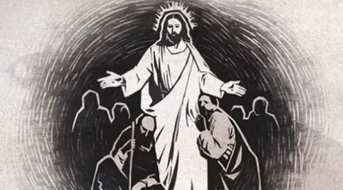 Jesus Christ with His arms outstretched inviting all to come unto Him