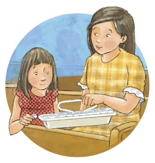 Mom and daughter taking the sacrament