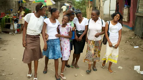 young women walking together