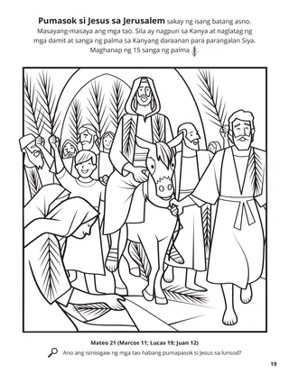 Jesus’s Triumphal Entry into Jerusalem coloring page