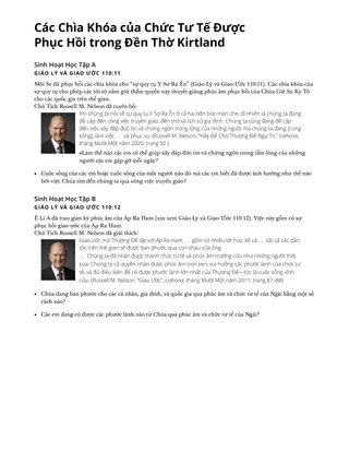 Các Chìa Khóa của Chức Tư Tế Được Phục Hồi trong Đền Thờ Kirtland