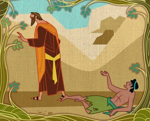 A priest ignores the injured man.