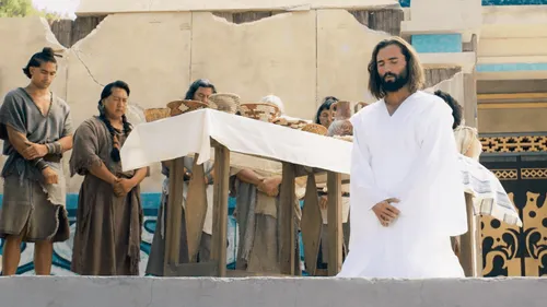 resurrected Christ praying with the people in the Americas