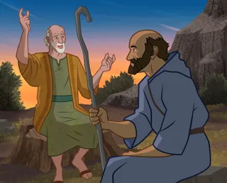 Elijah talking to Elisha