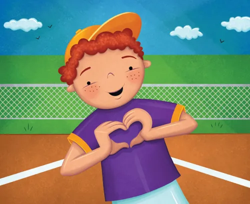 Child making a heart shape with his hands