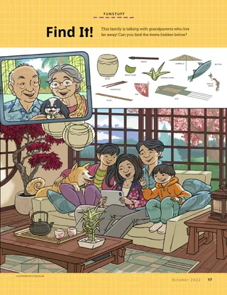 A family video-calling their grandparents