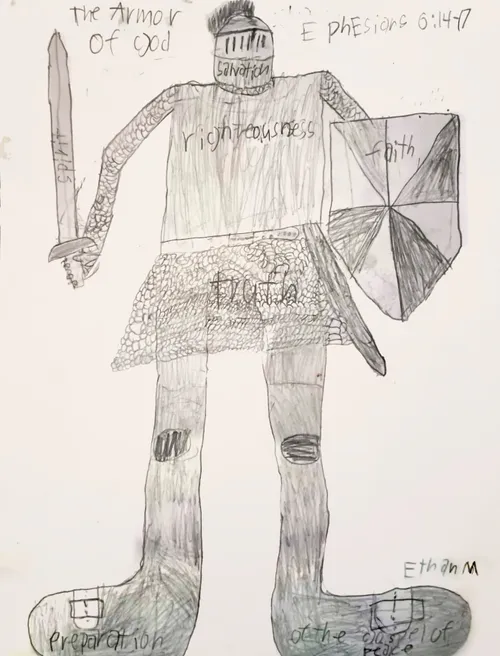 Child’s drawing of a person wearing the armor of God