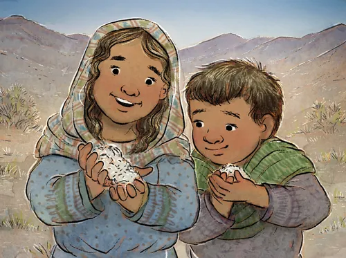 girl and boy holding food in their hands