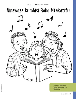 coloring page of children singing