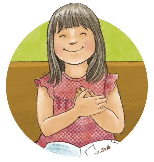 Smiling girl with her reverence book