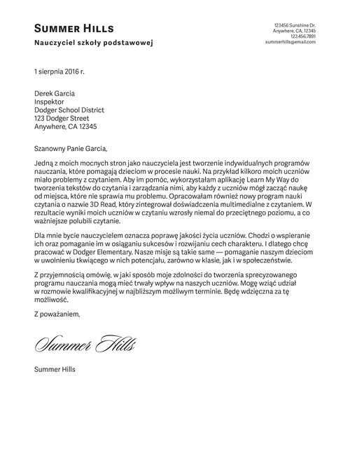 List motywacyjny Hillsa