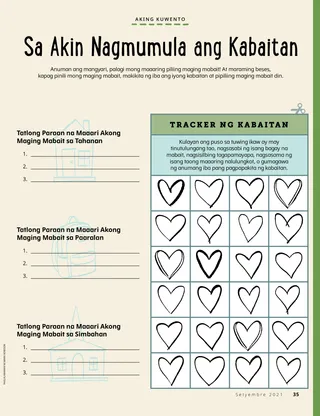 page with hearts to color in