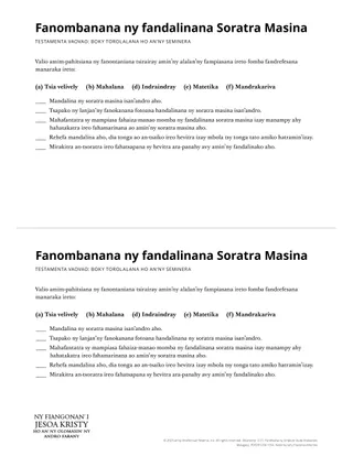 Scripture Study Evaluation handout