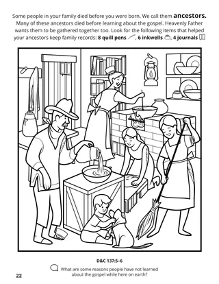 page 22 of the coloring book Gathering the Family of God