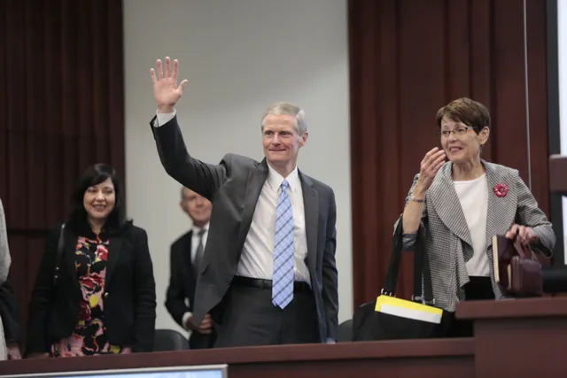 David A. Bednar attends a devotional at the Mexico MTC in August 2018.