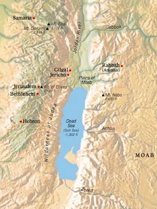 map, region around Dead Sea