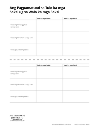 testimony of three and eight witnesses handout