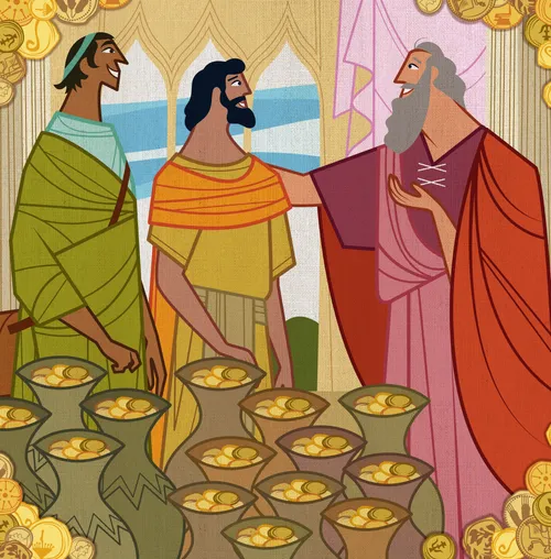 The man is happy with the first two servants.